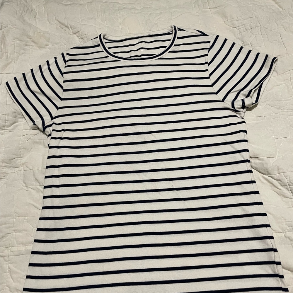J.Crew Cream and Navy Striped Tee